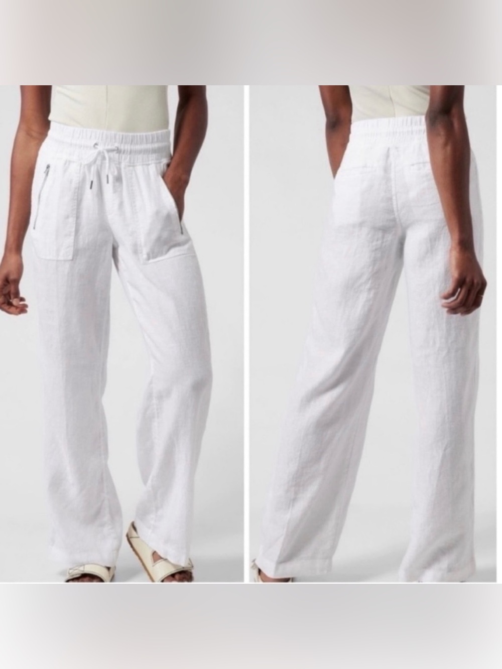 Athleta Cabo Linen Wide Leg Pants in a Women's Size 2